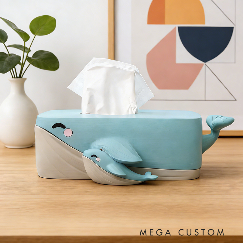 Personalized Adorable Bubbles the Whale Tissue Box Cover 3D Printed Toilet Paper Holder for Mom Family Gift