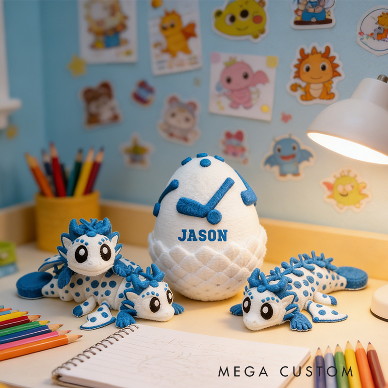 Personalized 3D Printed Ice Hockey Dragon and Egg Toy Set with Custom Name for Kids 