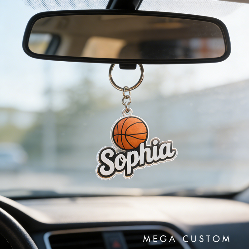 Personalized Basketball Keychain Featuring Your Custom Name Design