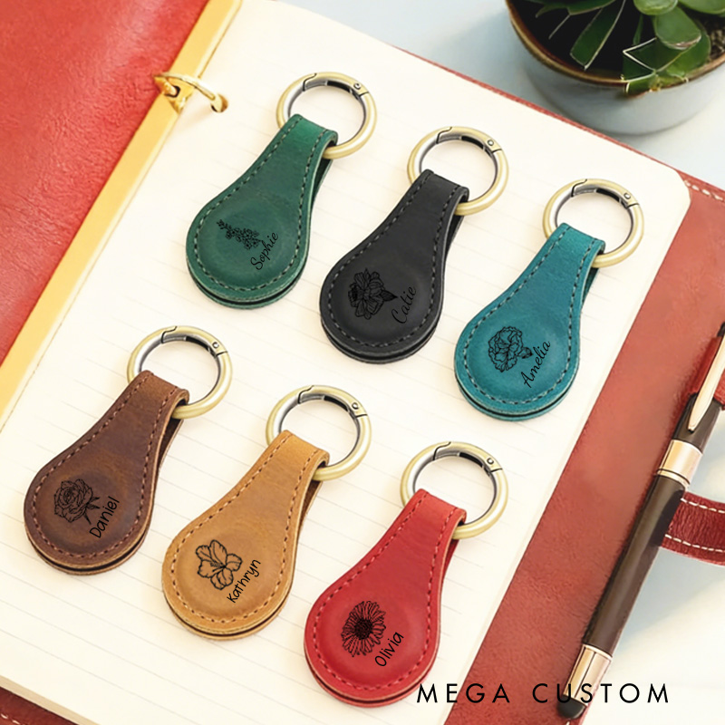 Personalized PU Leather Birth Flower Magnetic Bookmark Clip with Name Birthday Gift for Bookworm Book Lover