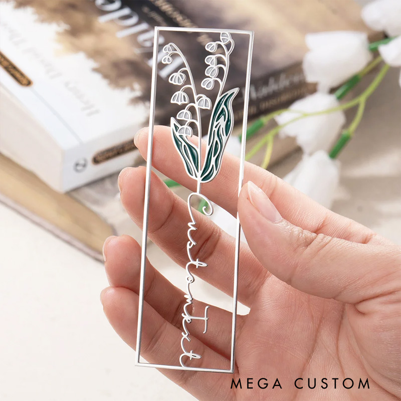 Personalized Watercolor Birth Flower Bookmark with Name Birthday Gift for Books Lover Reader Bookish