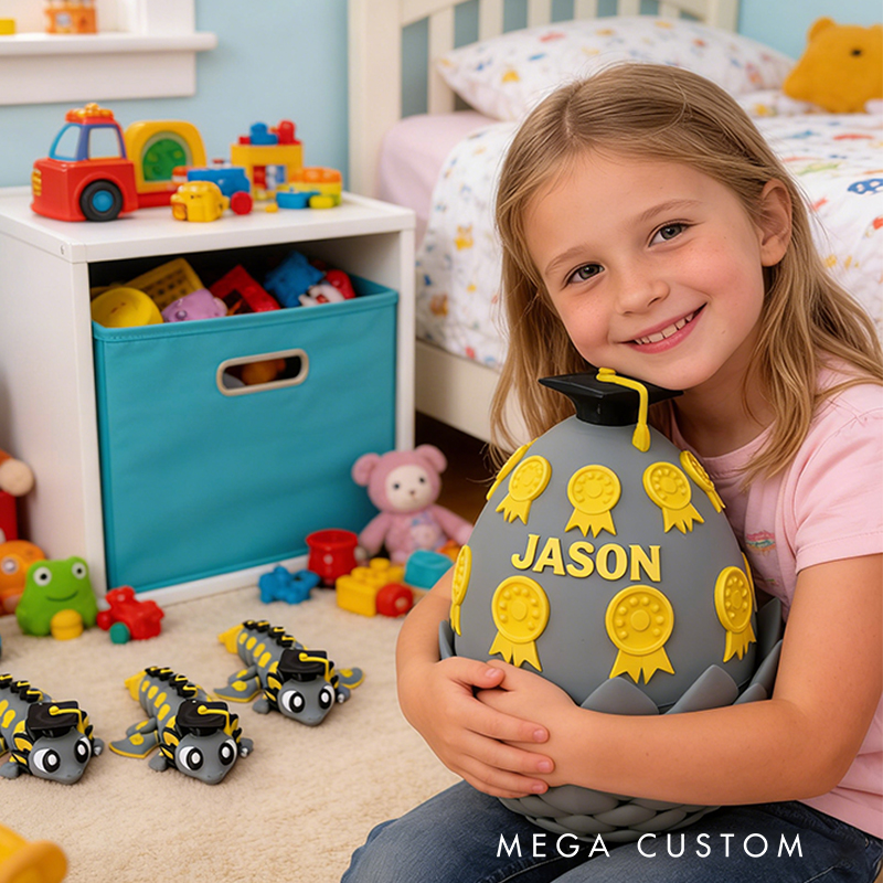 Personalized 3D Printed Graduation Dragon with Medal-Decorated Egg Toy with Custom Name for Kids and Graduates