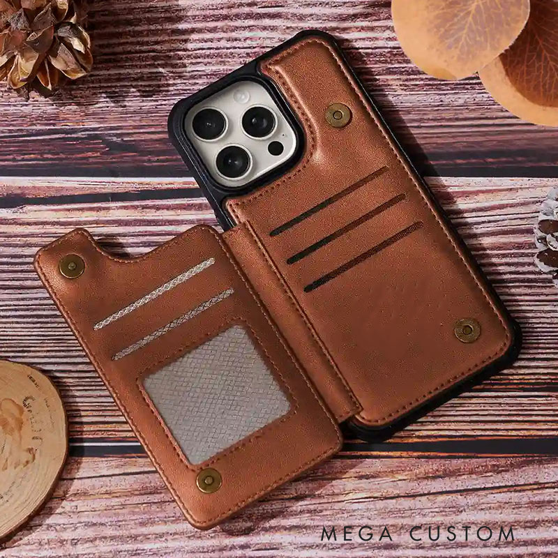 Personalized Leather Flip Wallet Phone Case Grandma's Mom's Little Sweethearts Gift for Grandma Mother's Day Gift
