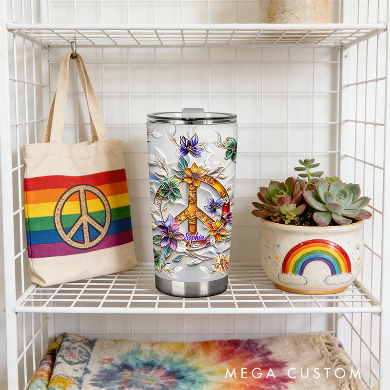 Personalized 2D Flat Golden Strings 20oz Tumbler Custom Hippie Themed Tumbler for Music Lovers