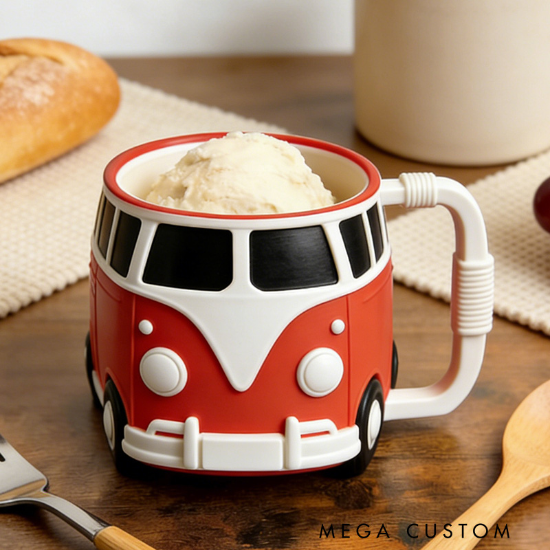 Personalized 3D Printed Vintage Camper Ice Cream Pint Holder Outdoor Camping Lover Ice Cream Pint Holder Gift for Camping