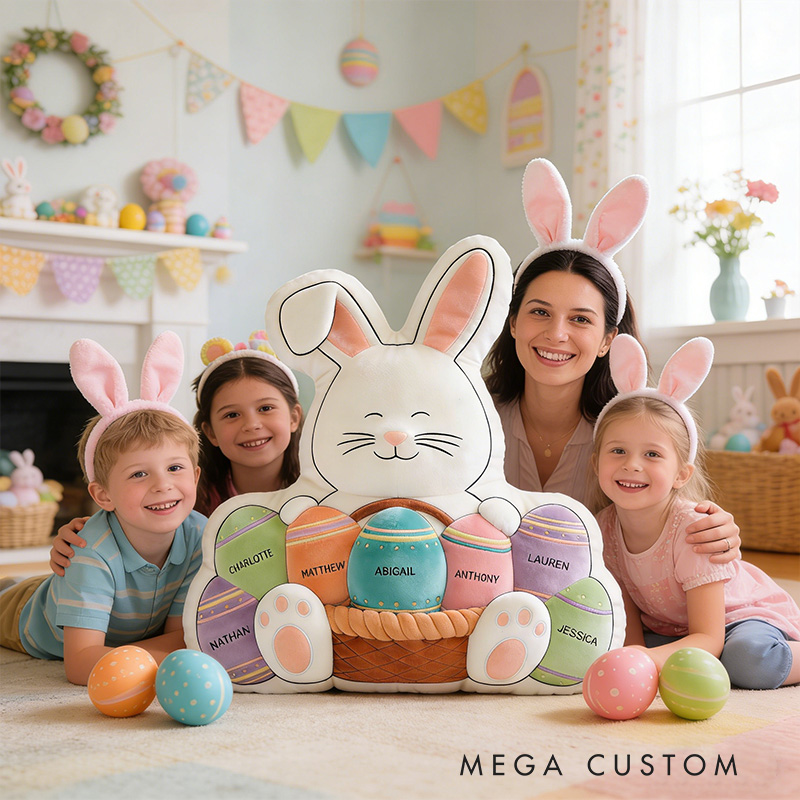 Personalized Easter Family Pillow Custom Name Pillow for Girls Kids Family Gift