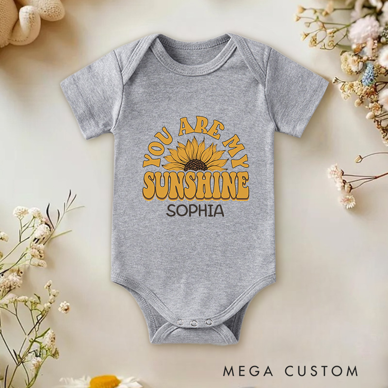 Personalized You Are My Sunshine Baby Onesie Boho Sunflower Onesie Baby Shower Gift