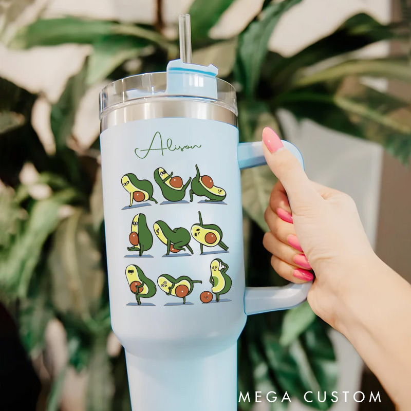 Personalized Avocado Yoga Tumbler Custom Sports Yoga Humor Tumbler Retreat Yoga Teacher Gift for Her Women