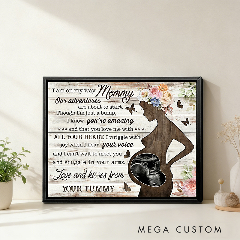 Personalized Ultrasound Frame Keepsake Canvas Print for Pregnant Mommy Mother's Day Gift