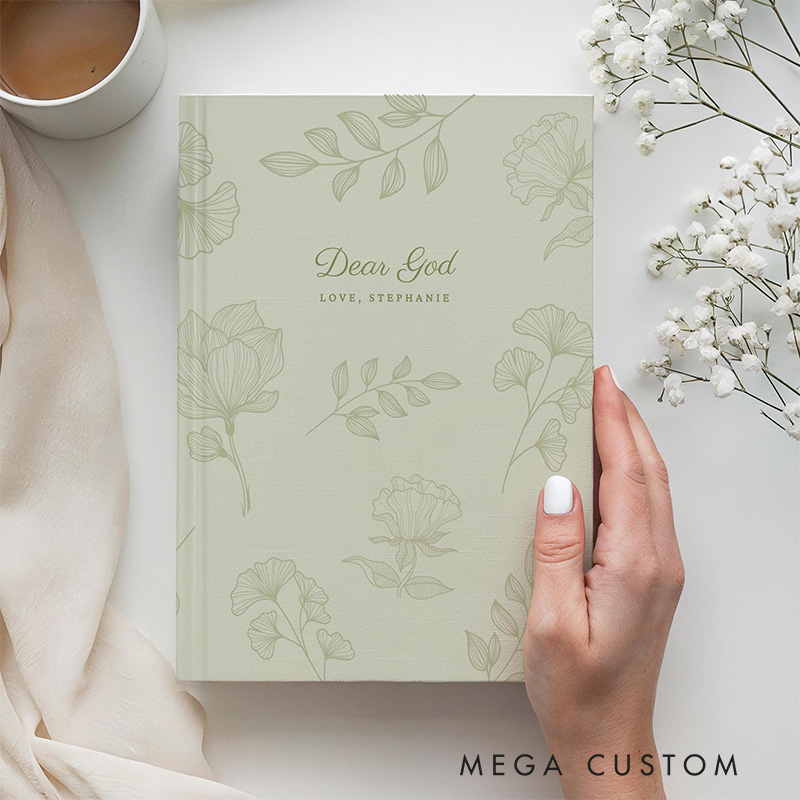 Personalized Dear God A5 Prayer Journal or Bible Study Notebook with Custom Name for Her Sermon Notes Gift for Christian Religious Gift for Women