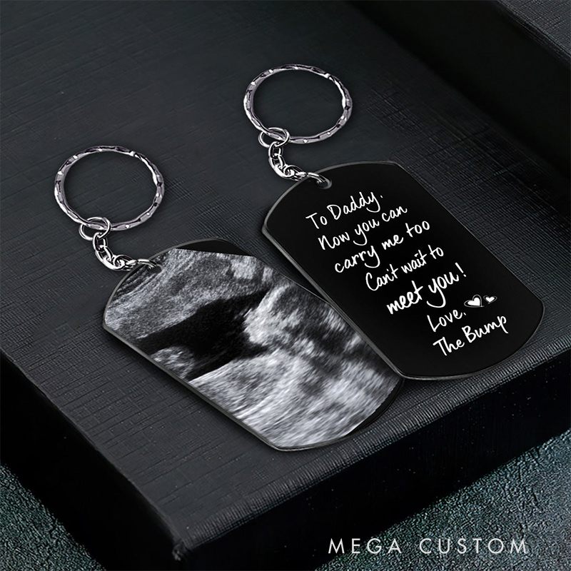 Personalized Keychain for Dad Custom Photo To Daddy Now You Can Carry Me Too Keychain New Parents Gift