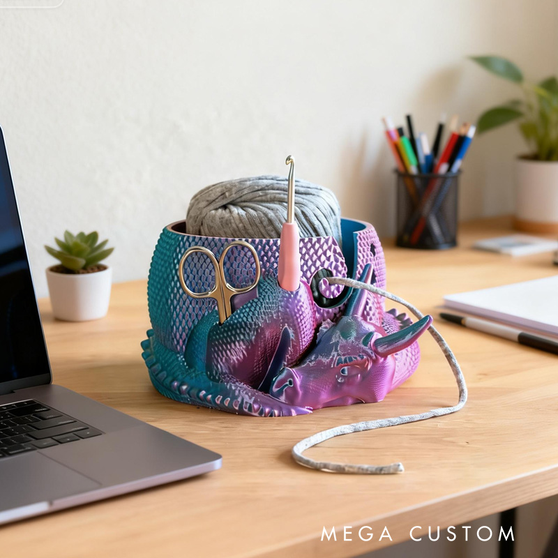 Personalized Dragon Yarn Bowl 3D Printed Dragon Yarn Holder Crochet Tool Holder Knitting Crocheting Gift Ideas Knitting Bowl Yarn Organizer for Mom