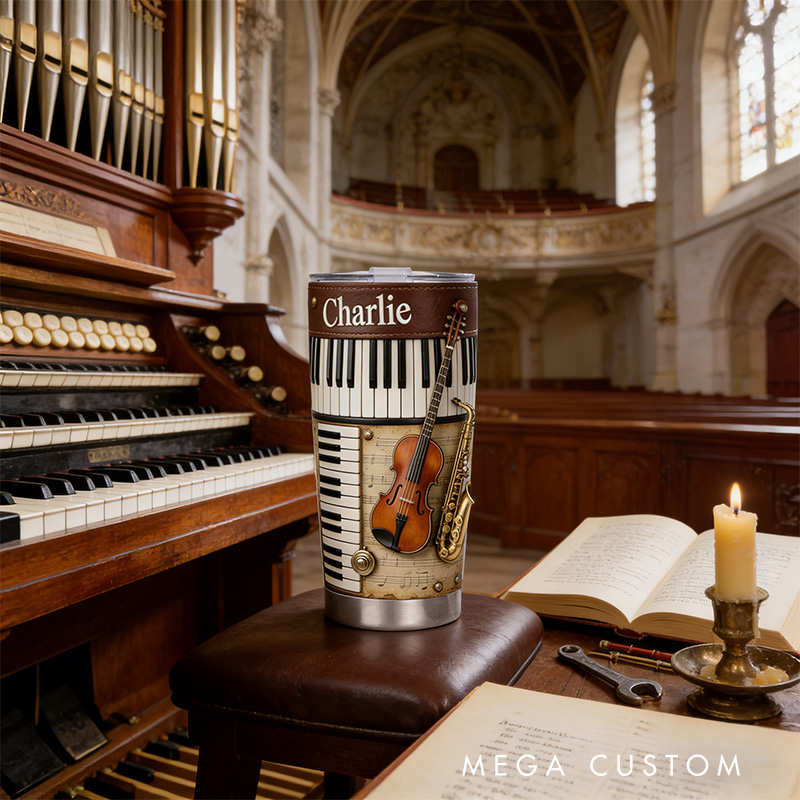 Personalized 2D Flat Classical Harmony 20oz Tumbler Custom Classical Music Themed Tumbler for Music Lovers