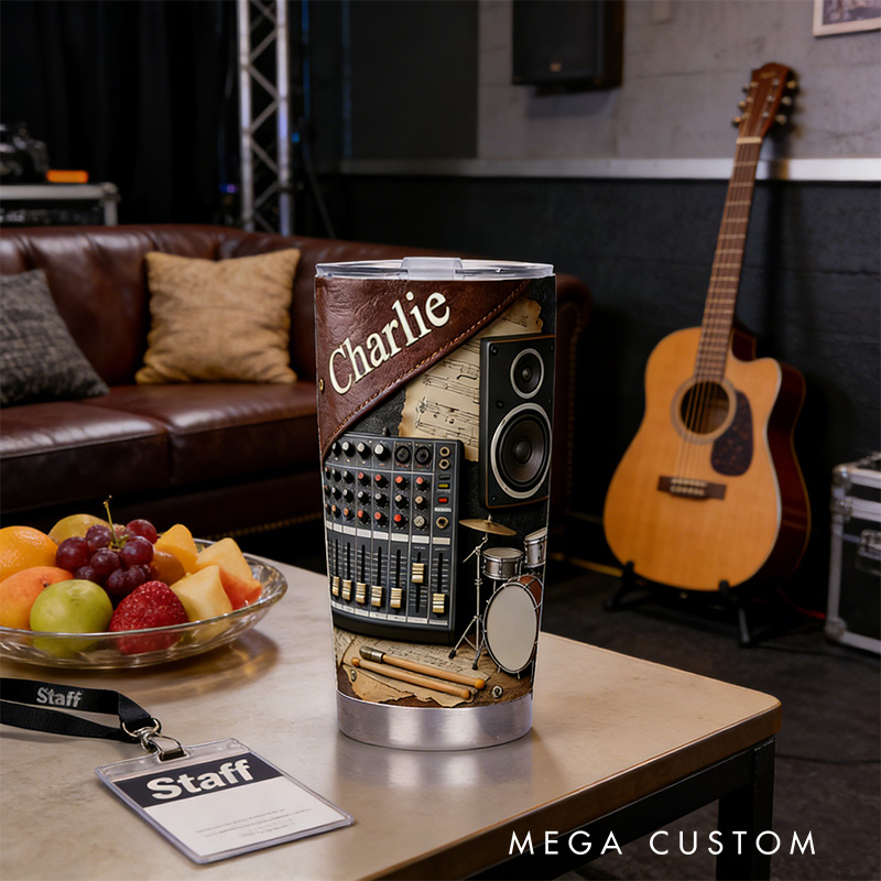 Personalized 2D Flat Studio Beats 20oz Tumbler Custom Music Band Themed Tumbler for Music Lovers