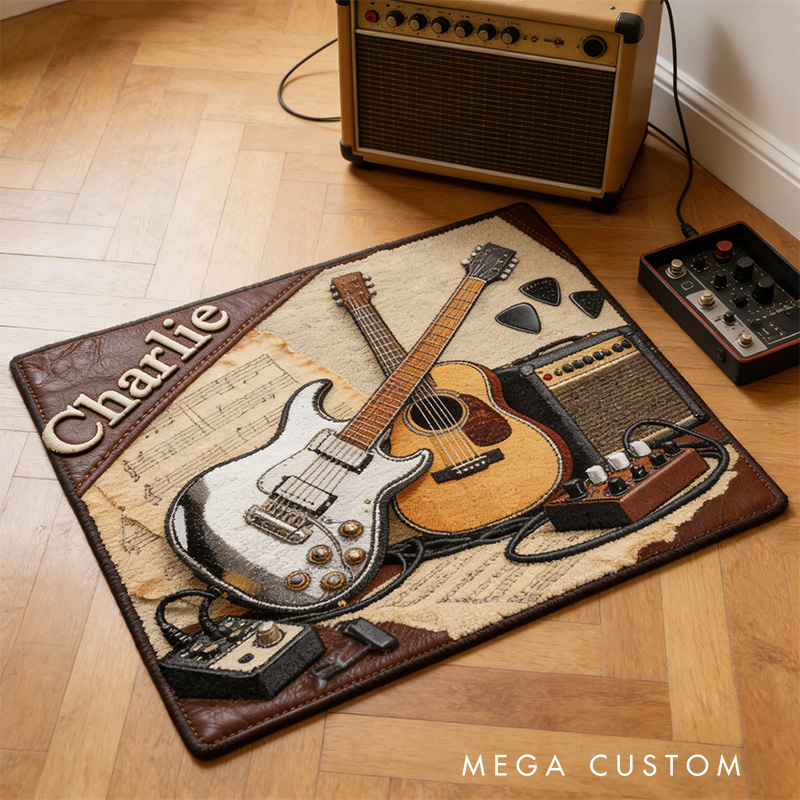 Personalized 2D Flat String Harmony Rug for Music Lovers Gift for Kids Music Studio
