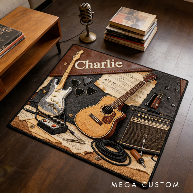 Personalized 2D Flat Acoustic Groove Rug for Music Lovers Gift for Kids Music Studio