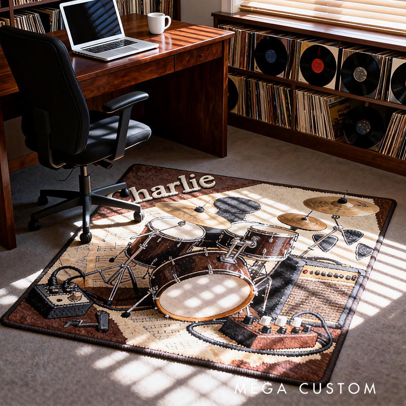 Personalized 2D Flat Rhythm Beats Rug for Music Lovers Gift for Kids Music Studio
