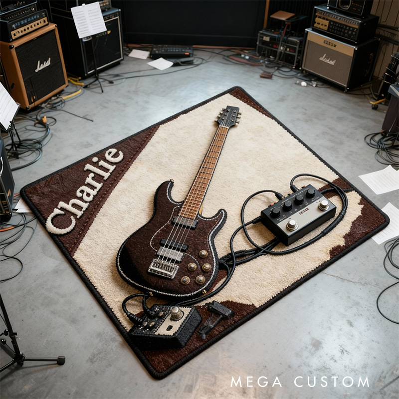 Personalized 2D Flat Bassline Vibes Rug for Music Lovers Gift for Kids Music Studio