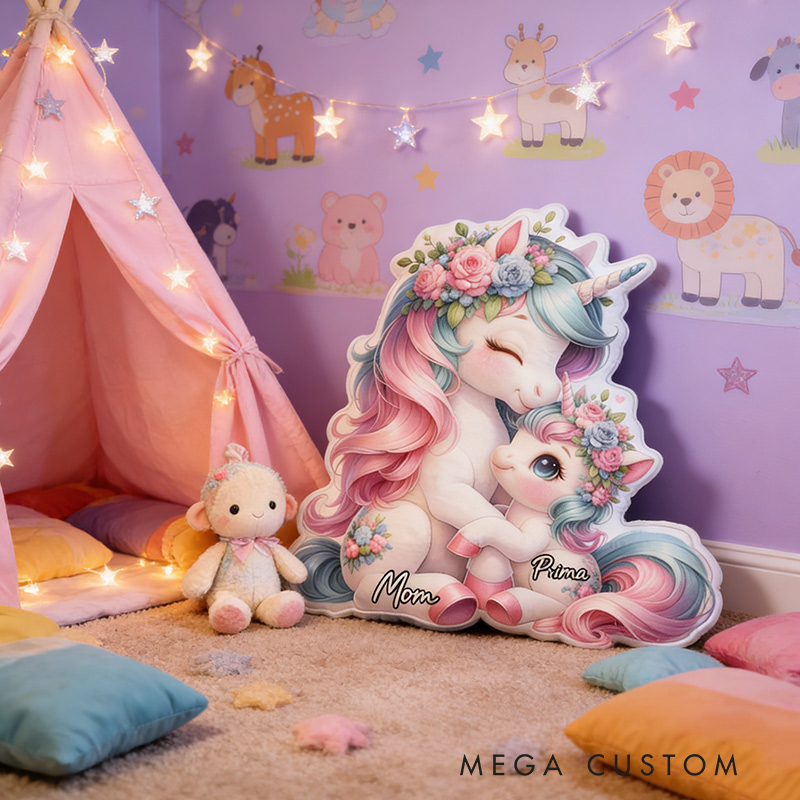 Personalized Dream Horse Pillow Graphic 3D Print Cartoon Mother and Child Print Cushion Gift for Family Kids Mom