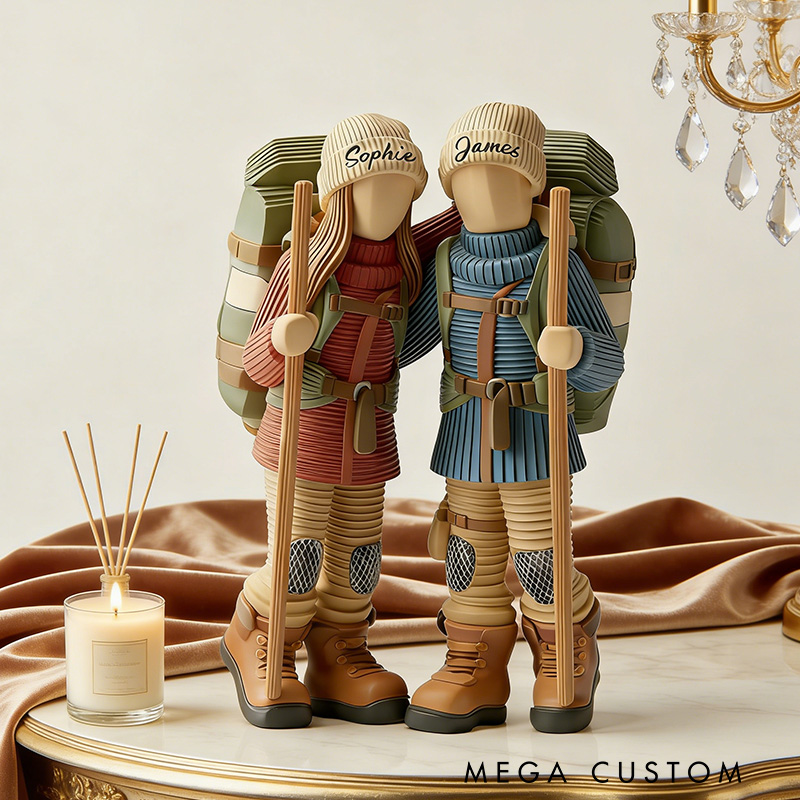 Personalized 3D Printing Hiking Acrylic Ornament Custom Couple Hiking Camping Lover Gift