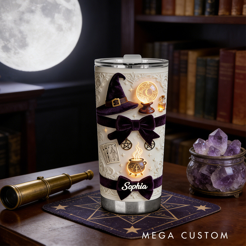 Personalized 2D Flat Mystic Witchcraft 20oz Tumbler Custom Magic Witch Themed Tumbler for Magic Lovers