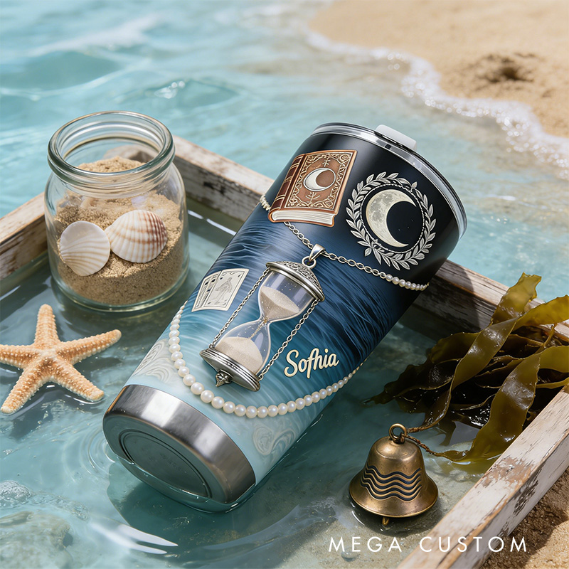 Personalized 2D Flat Ethereal Timekeeper 20oz Tumbler Custom Magic Witch Themed Tumbler for Magic Lovers