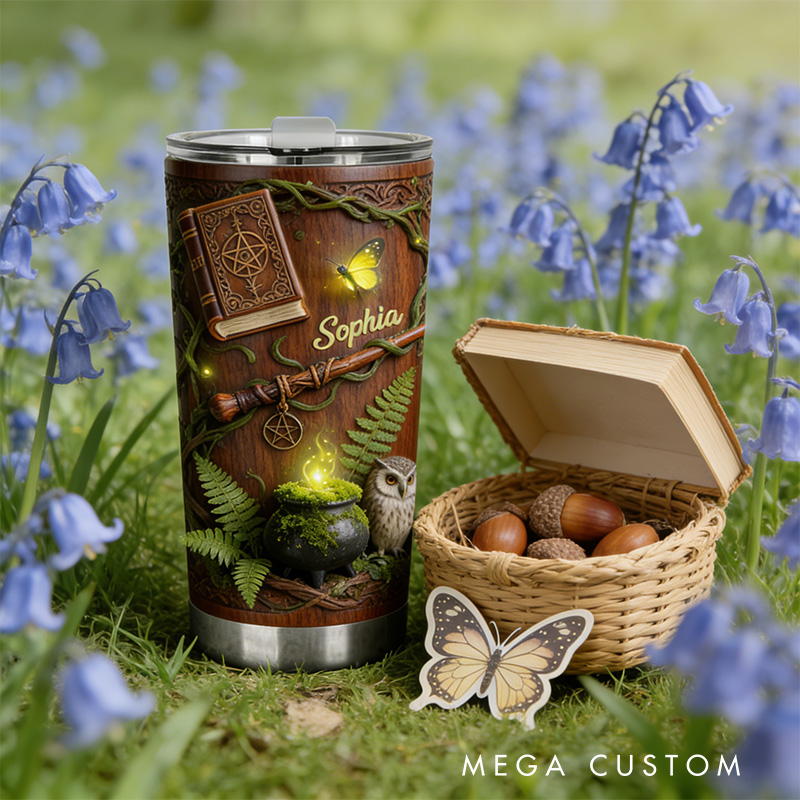 Personalized 2D Flat Enchanted Forest 20oz Tumbler Custom Magic Witch Themed Tumbler for Magic Lovers