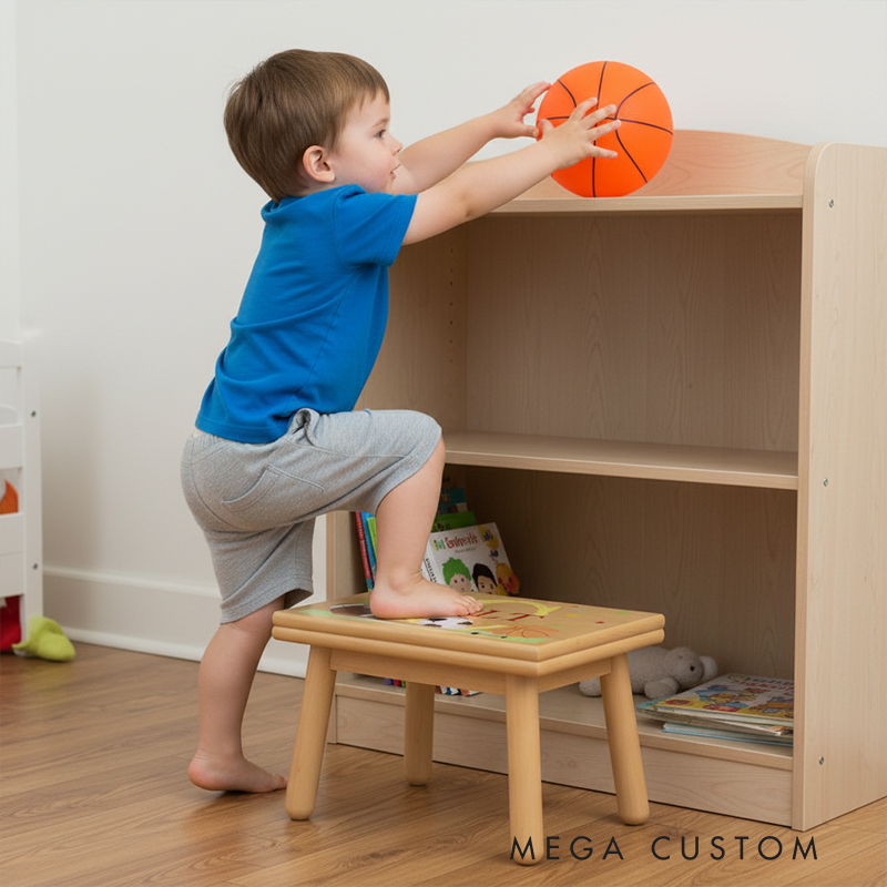 Personalized Sports-Themed Children's Step Stool  Custom Name Kids' Step Stool for Playroom and Decor