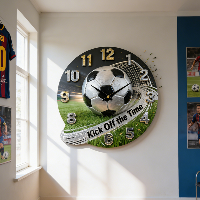 Personalized Soccer Wall Clock with Custom Text for Soccer Enthusiasts 