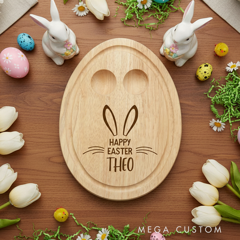 Personalized Wooden Easter Breakfast Board Custom Name Rabbit Design Children's Gift Perfect Easter Gift for Kids