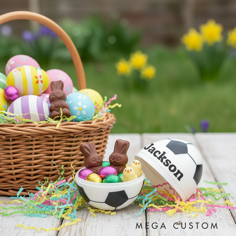Personalized Football-Themed Easter Egg Custom Name Plastic Children's Gift Easter Basket Stuffer