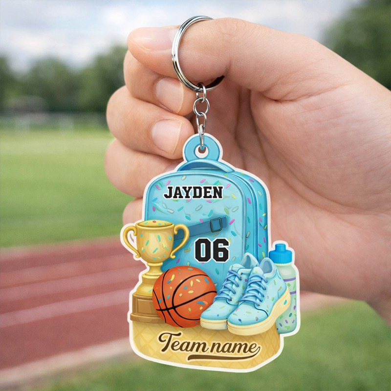 Personalized Basketball Keychain Custom Name and Team Name for Fans