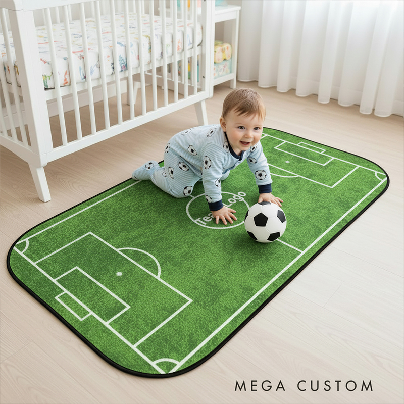 Personalized Soccer Rink Rug Custom Team Logo or Name Fun Play Mat for Kids to Inspire Creativity and Active Play  Gift For Soccer Lovers