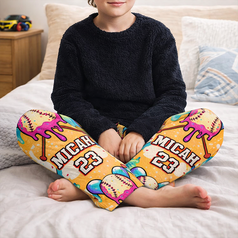 Personalized Baseball Pajama Pants Custom Name and Number for Fans