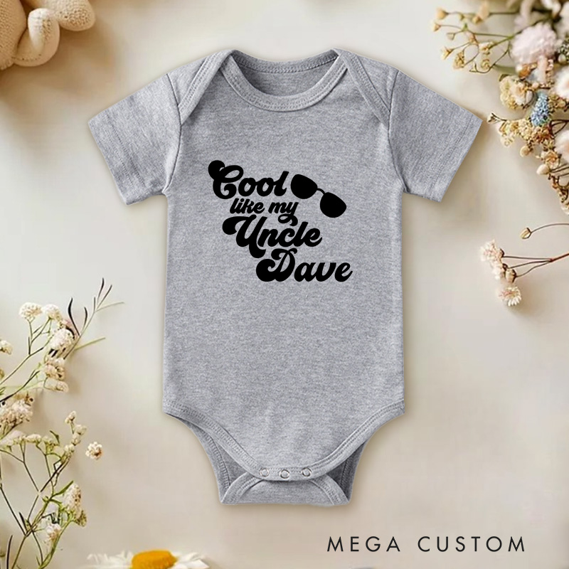 Personalized Cool Like My Uncle Fun and Stylish Design with Sunglasses Celebrating the Coolness of Family Bonds Baby Onesie