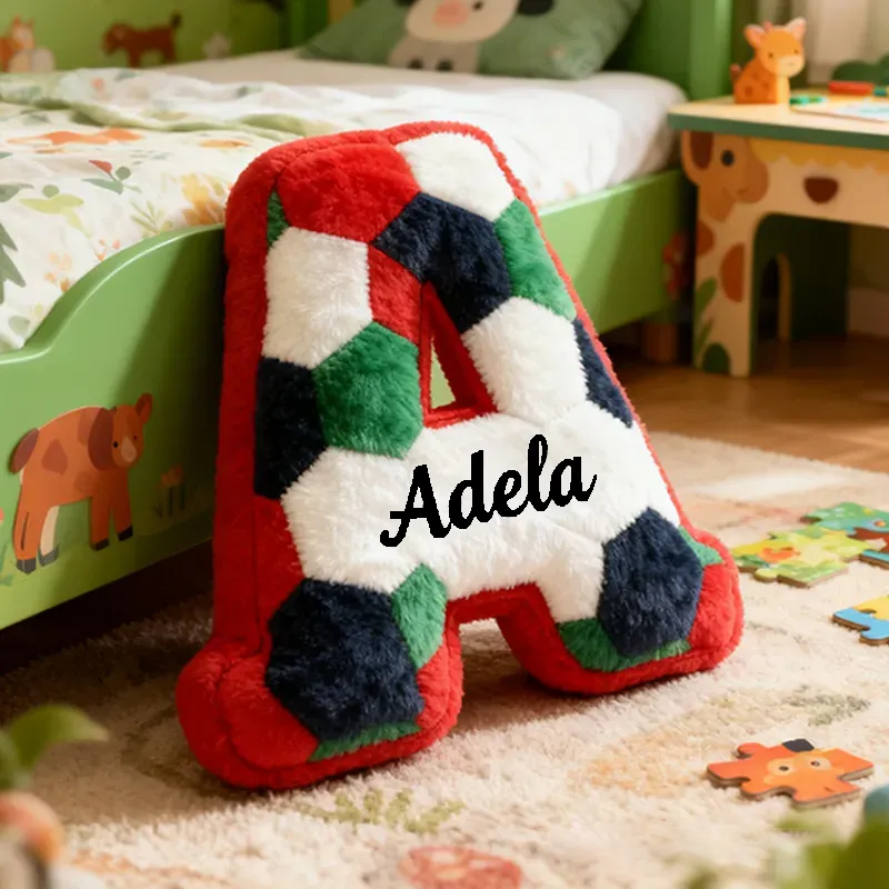 Personalized 2026 World Cup Soccer Letter Pillow with Custom Name for Soccer Fans