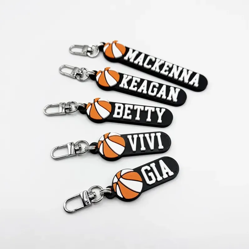 Personalized Basketball Keychain with Custom Name and 3D Basketball Design