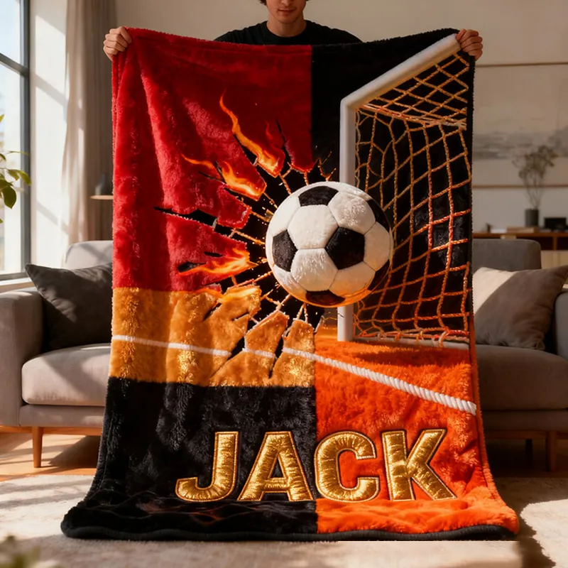 Personalized Goal Scoring Soccer Blanket with Custom Name for Enthusiasts