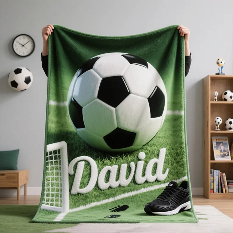 Personalized Soccer Blanket with Custom Name for Fans and Players  