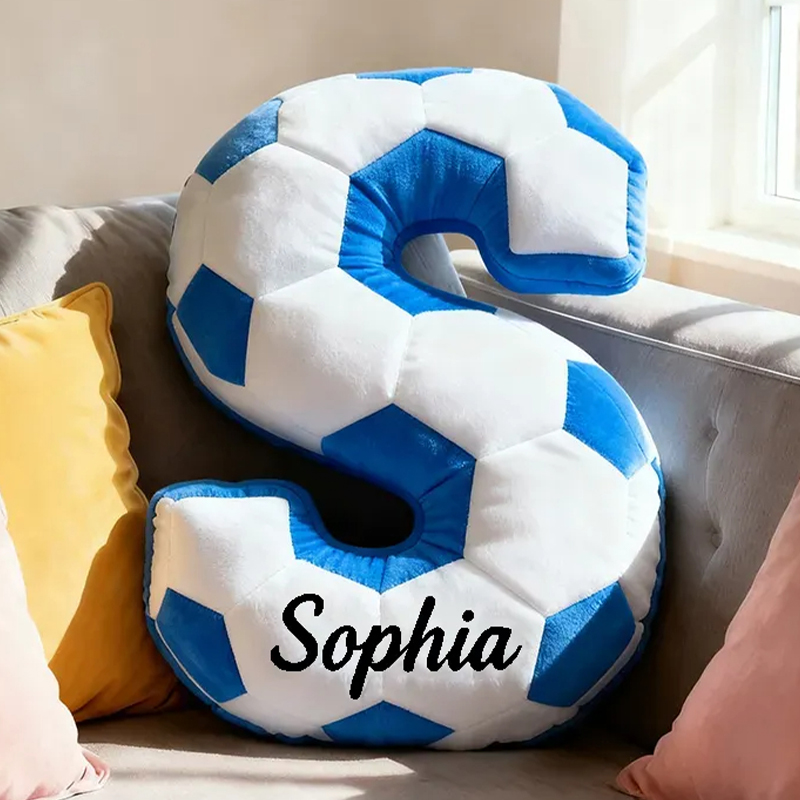Personalized Soccer Ball Letter Pillow with Custom Name Design