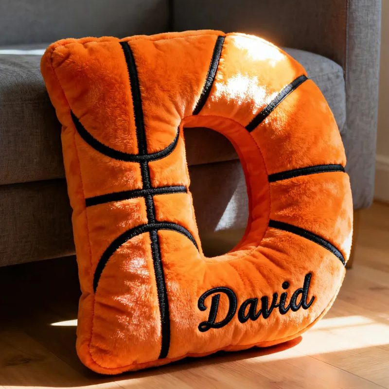 Personalized Graphic3DPrint Basketball Letter Shaped Pillow with Custom Name for Sports Fans