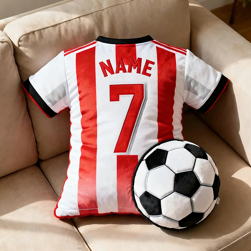Personalized Graphic3DPrint Soccer Jersey Pillow with Custom Name and Number for Fans