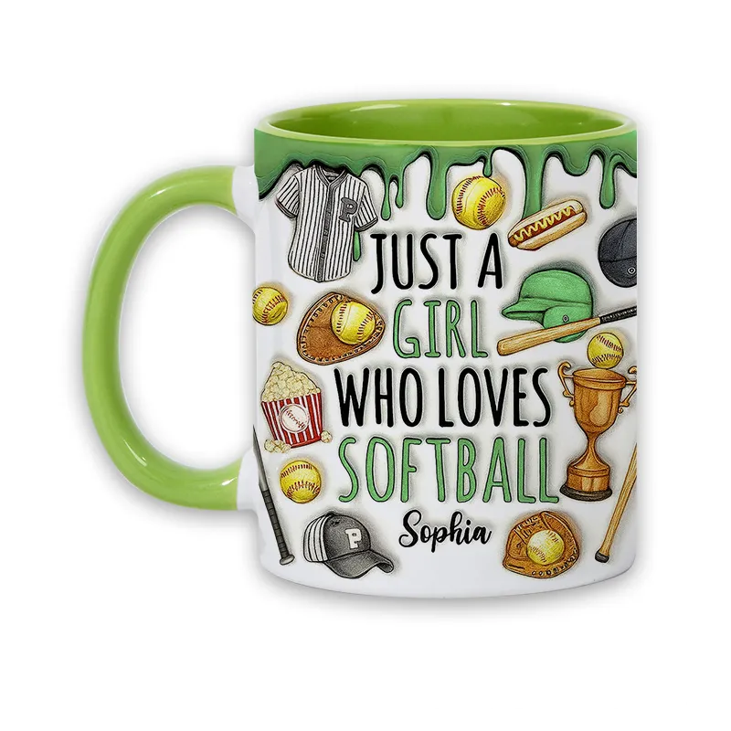 Personalized Softball Mug with Custom Name and Sports Graphics  