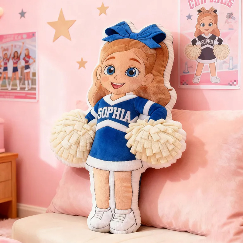 Personalized Graphic3DPrint Cheerleader Pillow with Custom Name and Outfit Design for Kids and Fans