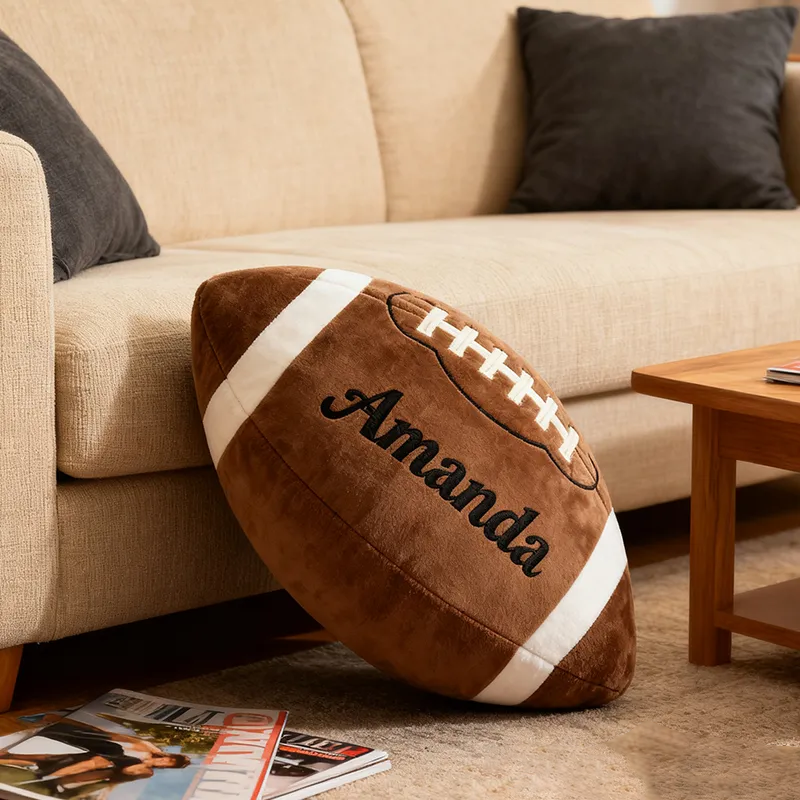 Personalized Football Shaped Pillow with Custom Name for Sports Fans and Kids