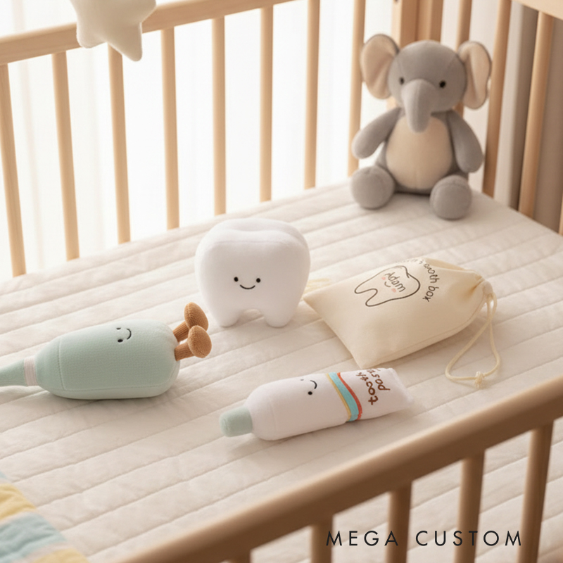 Personalized Tooth Fairy Plush Toy Set Custom Name Bag for Comfort  Dental Confidence Perfect Gift for kids and Babies