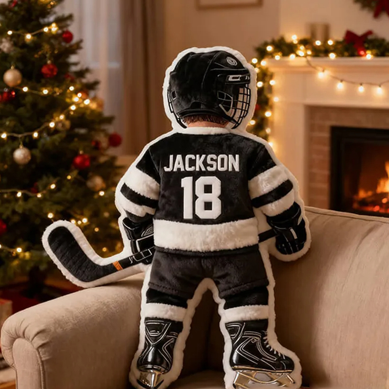 Personalized Graphic3DPrint Ice Hockey Player Pillow with Custom Name and Number Graphic 3D Print