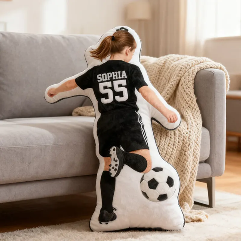 Personalized Soccer Player Pillow with Custom Name and Number