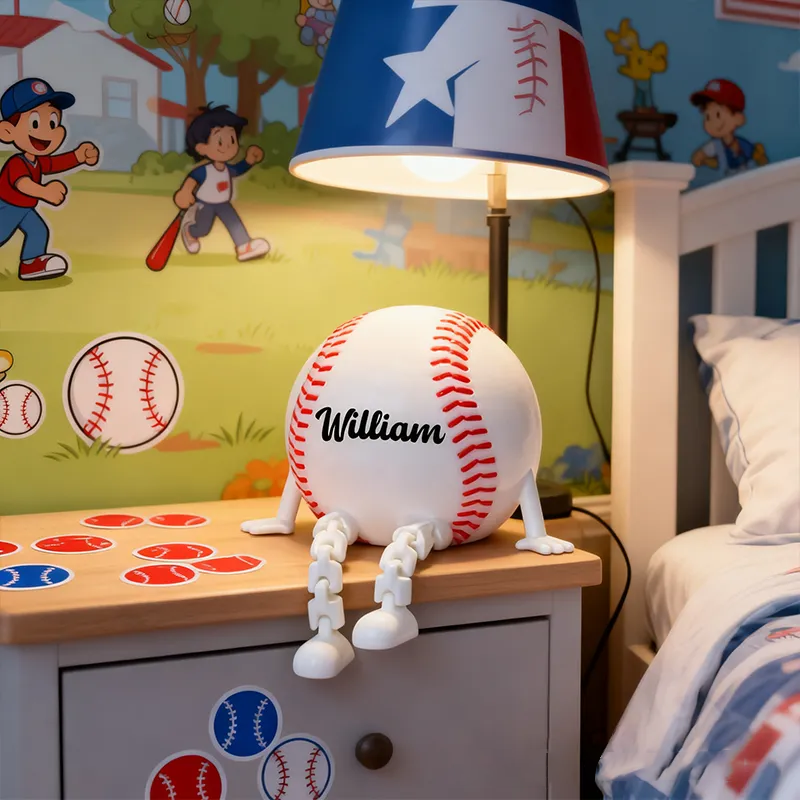 Personalized Baseball Decor with Dangling Legs and Custom Name