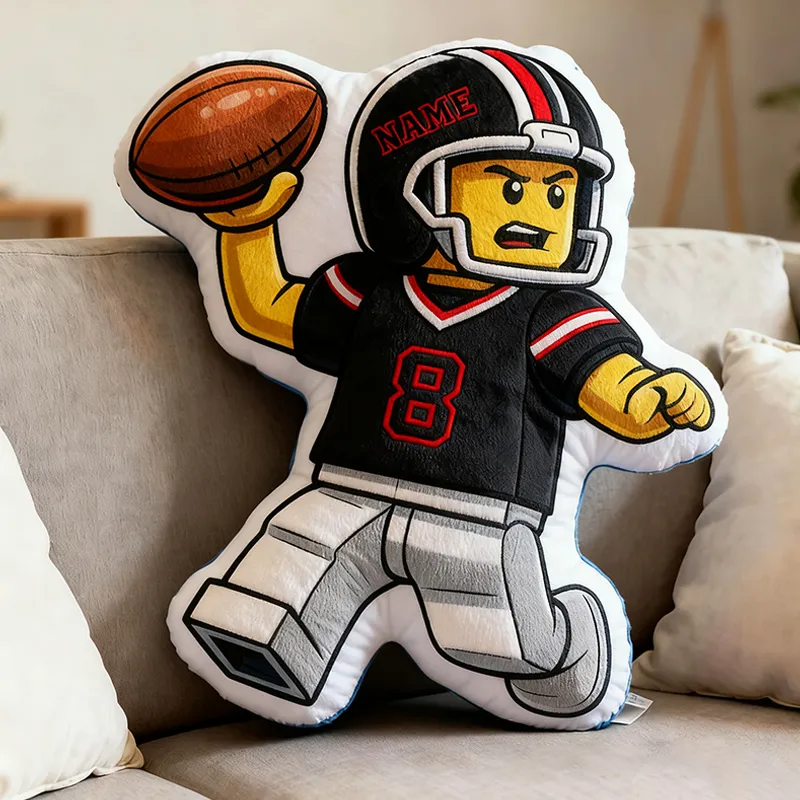 Personalized Football Player Pillow with Custom Name and Number for Sports Lovers and Kids